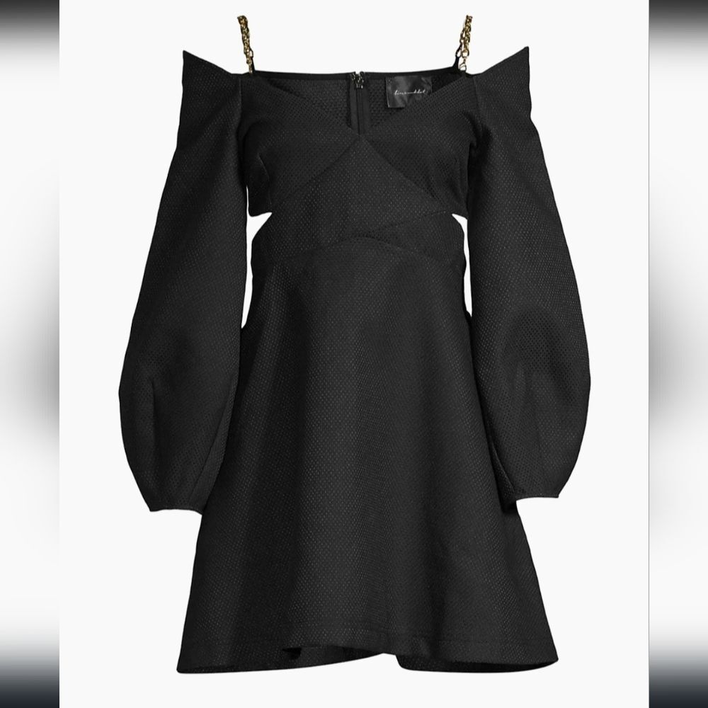 Line & Dot size XS black Evelyn Cut-Out chain tank puff sleeve Mini dress NWOT